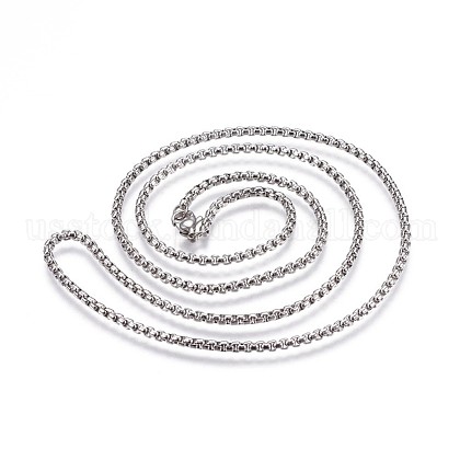 304 Stainless Steel Box Chain Necklaces US-NJEW-P244-01P-1