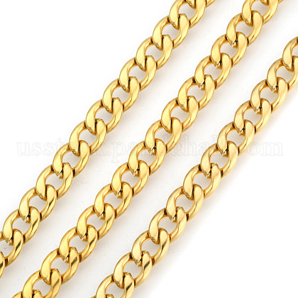 304 Stainless Steel Cuban Link Chains US-CHS-E013-17C-G-1
