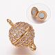 Brass Micro Pave Cubic Zirconia Magnetic Clasps with Loops US-ZIRC-G097-02G-1