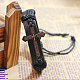 Adjustable Cross with Word Iron Braided Leather Cord Bracelets US-BJEW-P0001-02B-2