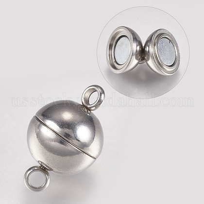 304 Stainless Steel Magnetic Clasps with Loops US-STAS-G173-05P-10mm-1
