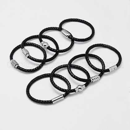 Mixed Braided Leather Cord Bracelets US-BJEW-I199-M-1