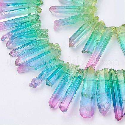 Electroplated Natural Quartz Crystal Beads Strands US-G-F336-05-1
