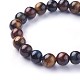 Natural Tiger Eye Beads Stretch Bracelets US-BJEW-F380-01-B18-2