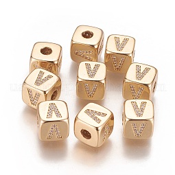 Brass Micro Pave Cubic Zirconia Beads US-KK-K238-16G-V
