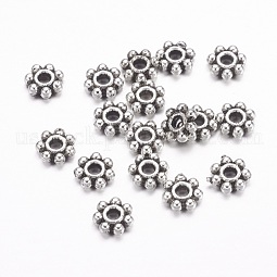 Tibetan Style Alloy Daisy Spacer Beads US-LF0991Y-AS-RS