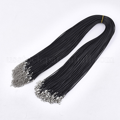 Waxed Cord Necklace Making with Iron Findings US-X-NJEW-R229-2.0mm-02-1