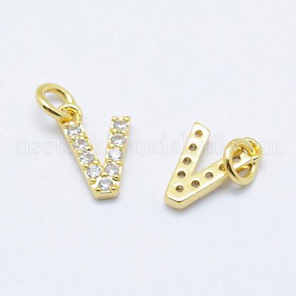 Brass Micro Pave Grade AAA Cubic Zirconia Charms US-ZIRC-P067-11G-V-NR-1