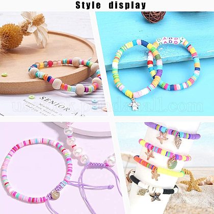 Flat Round Handmade Polymer Clay Beads&nbsp;US-CLAY-R067-6.0mm-38-5
