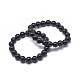 Synthetic Black Stone Bead Stretch Bracelets US-BJEW-K212-A-032-1