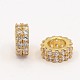 Brass Micro Pave Cubic Zirconia Beads Flat Round Spacer US-ZIRC-D026-07G-1