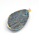 Plated Natural Drusy Agate Teardrop Pendants US-G-R275-15-3