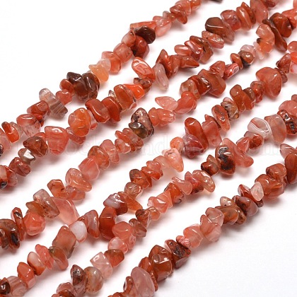 Natural South Red Agate Chip Bead Strands US-G-M205-49-1