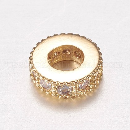 Brass Micro Pave Cubic Zirconia Spacer Beads US-ZIRC-A008-14G-1