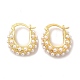 Rack Plating Brass Teardrop Hoop Earrings with Plastic Imitation Pearl Beaded for Women US-EJEW-G342-05G-1