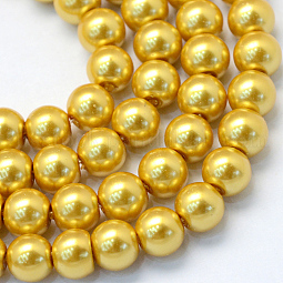 Baking Painted Pearlized Glass Pearl Round Bead Strands US-HY-Q003-4mm-31