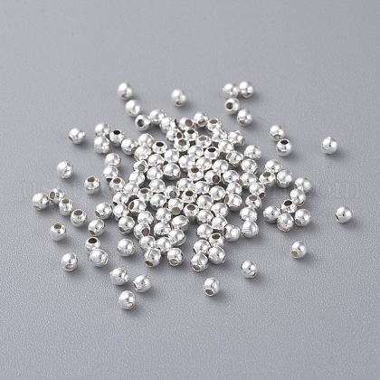 Silver Color Plated Round Iron Spacer Beads US-X-E004-S-1