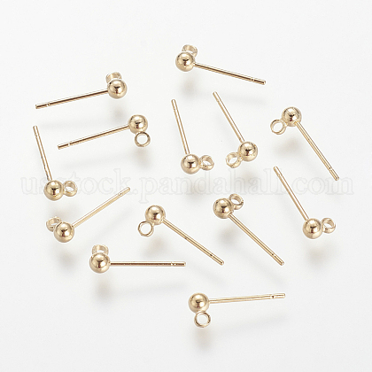 Brass Stud Earring Findings US-X-KK-T014-66G-1