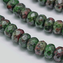 Faceted Natural Ruby in Zoisite Rondelle Beads Strands US-G-K090-04