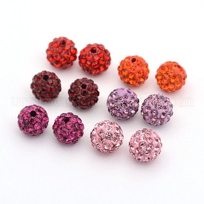 Round Pave Disco Ball Polymer Clay Rhinestone Beads US-RB-X0003-01-1