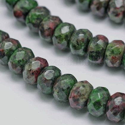 Faceted Natural Ruby in Zoisite Rondelle Beads Strands US-G-K090-04-1
