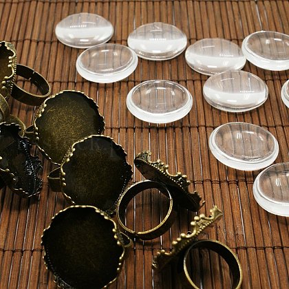 25mm Transparent Clear Domed Glass Cabochon Cover for Brass Portrait Ring Making US-KK-X0023-NF-1