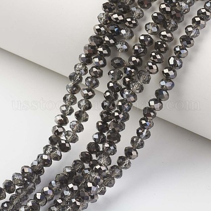 Electroplate Transparent Glass Beads Strands US-EGLA-A034-T10mm-P17-1