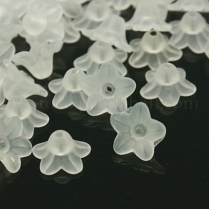 Transparent Frosted Acrylic Flower Beads US-X-PL554-1
