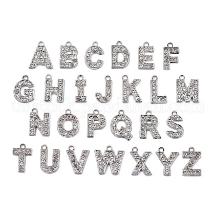 Alloy Rhinestone Letter Charms US-RB-A052-01-1