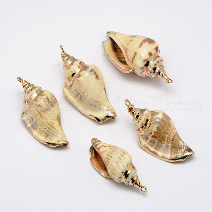 Golden Electroplated Conch Shell Pendants US-BSHE-M016-02-1
