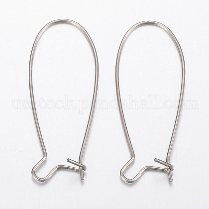 304 Stainless Steel Hoop Earrings Findings Kidney Ear Wires US-X-STAS-H434-46P-1
