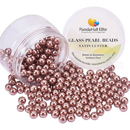 Pearlized Glass Pearl Round Beads US-HY-PH0001-8mm-095-1