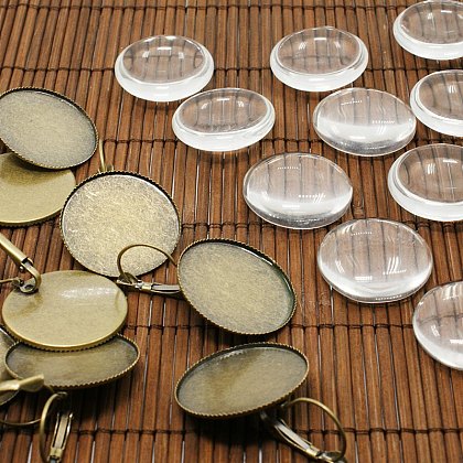 25mm Transparent Clear Domed Glass Cabochon Cover for Brass Photo Leverback Earring Making US-KK-X0013-NF-1