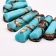 Assembled Bronzite and Synthetic Turquoise Beads Strands US-G-P298-F01-2