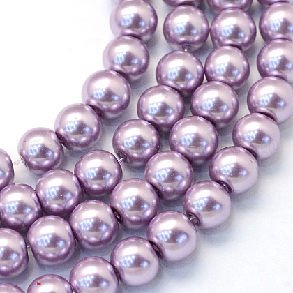 Baking Painted Pearlized Glass Pearl Round Bead Strands US-HY-Q003-6mm-44-1