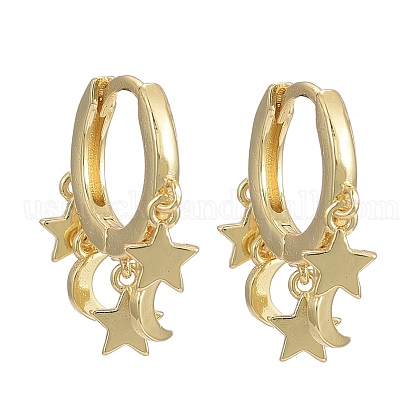 Brass Huggie Hoop Earrings US-EJEW-K083-44G-1