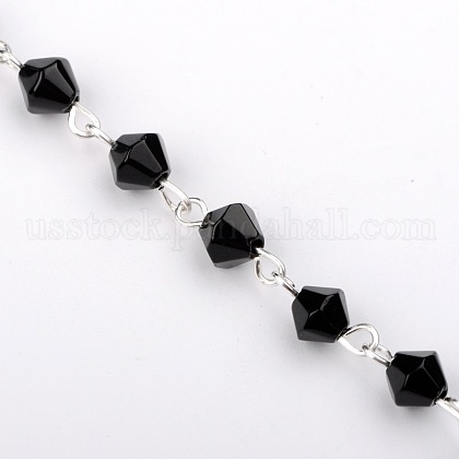 Handmade Bicone Glass Beads Chains for Necklaces Bracelets Making US-AJEW-JB00040-05-1