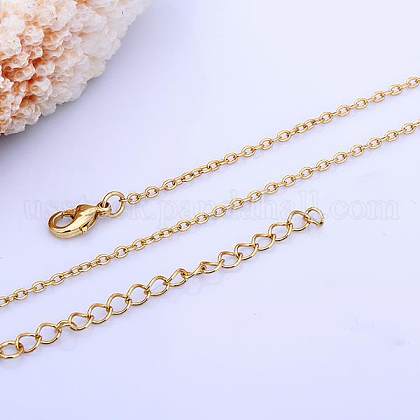 Gold Plated Brass Cable Chain Necklaces US-NJEW-BB10199-18-1