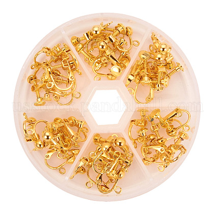 PandaHall Elite Brass Screw Clip Earring Converter US-KK-PH0021-02G-NF-1