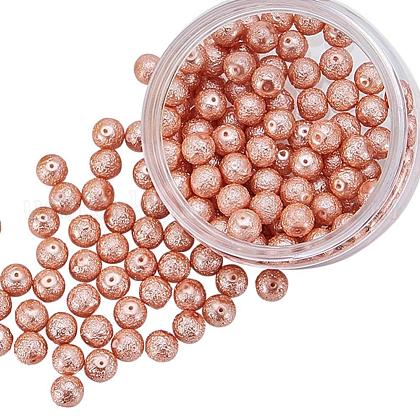 Eco-Friendly Dyed Textured Glass Pearl Round Bead US-HY-PH0005-07-B-1