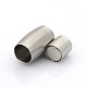 304 Stainless Steel Matte Surface Magnetic Clasps with Glue-in Ends US-STAS-O042-A-23-1