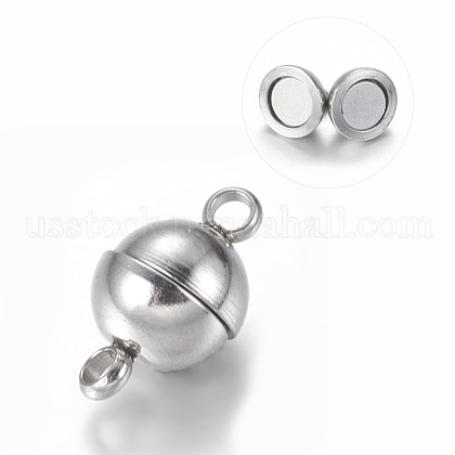 304 Stainless Steel Magnetic Clasps with Loops US-STAS-K006-5.5mm-04C-1