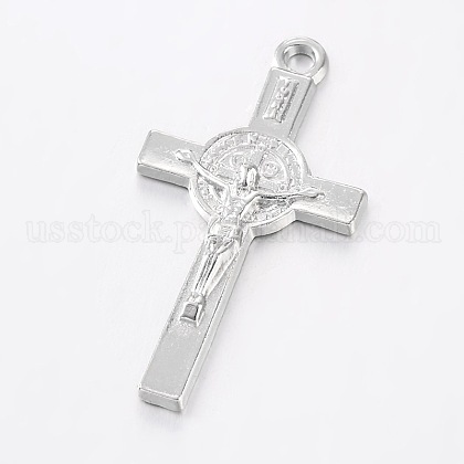 Rack Plating Alloy Crucifix Cross Pendants US-PALLOY-L157-03-1