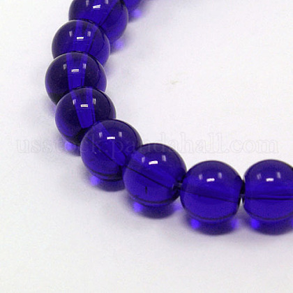 Dark Blue Glass Round Beads Strands US-X-GR8mm25Y-1