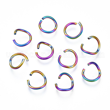 Ion Plating(IP) Rainbow Color 304 Stainless Steel Open Jump Rings US-STAS-N098-062A-01-1
