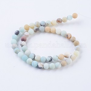Frosted Natural Amazonite Round Bead Strands US-G-E334-6mm-09