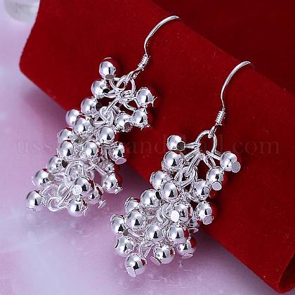 Silver Color Plated Brass Cluster Earrings US-EJEW-BB11920-1