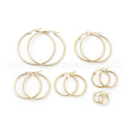 304 Stainless Steel Hoop Earrings Sets US-EJEW-MSMC003-10G-1