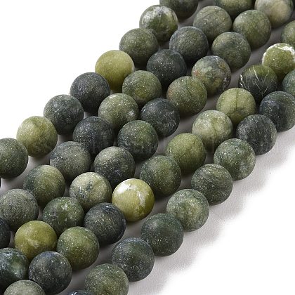 Round Frosted Natural TaiWan Jade Bead Strands US-G-M248-8mm-02-1