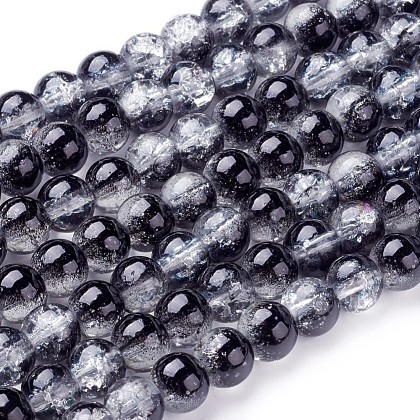 Spray Painted Crackle Glass Beads Strands US-CCG-Q002-6mm-11-1